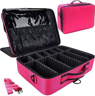 LACOPINE Professional Makeup Artist Travel Bag Cosmetic Case Organizer With EVA Dividers Gift For Women Girls Make up, Jewelry, Toiletries, Shaving Kit Vanity Box