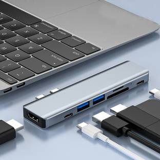 Etzin 7-in-2 USB C Hub with HDTV-compatible 4K Thunderbolt USB Type C Dock USB Adapter