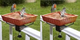 THE HIMALAYA CRAFT Terracotta Bird Bath, Earth Brown pack of 2 Regular Bird Bath
