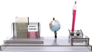 Shivarth 6 Compartments Acrylic Global Design Pen Stand for Office & Study Table Pencil Holder Stationary 1pc