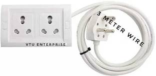 VTU ENTERPRISE 16 Amp Dual Socket Surge Protected and Plug Extension Cord Cable(3m wire) 16 Amp Dual Socket Surge Protected and Plug Extension Cord Cable(3m wire) Power Plug