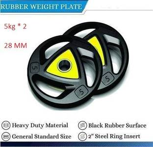 Hridya Trade 10 kg Quality Triangle Weight Plates (5 Kg x2 )- 28 mm Hole Black Home Gym Combo