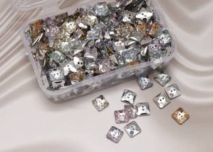 NAVMAV Button 2Holed for Sewing Small SquareShape Button for Embroidery Work 20Pc 10MM