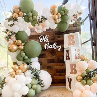 R G ACCESSORIES Solid 50pcs olive green blash balloon garland kit for birthday, wedding Balloon