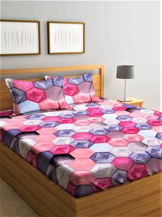 Home Sizzler Microfiber Double Flat 144 TC Printed Bedsheet