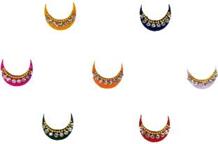 Comet Busters Moon Shaped Fancy Multicolored Bindi With Stone (BV588) Forehead Multicolor Bindis