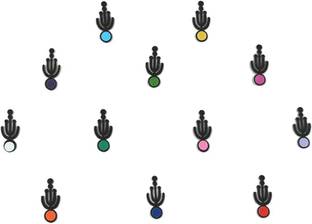 Comet Busters Beautiful Black Bindi with Multicolored dots (BV405) Forehead Black Bindis