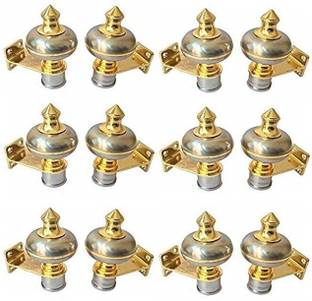 GHAR DWAR Silver Curtain Hooks, Curtain Knobs, Rod Rail Bracket Metal