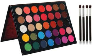 J & F Eyeshadow Color Palette(35 shades),4 Pcs Makeup Brush Set For Eyeshadow Blending 35 g