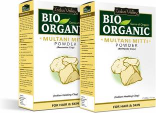 Indus Valley 100% Pure Natural & Organic Multani Mitti Powder For Skin & Hair Care - Set of 2