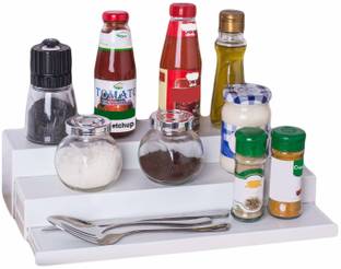 inovera Containers Kitchen Rack Plastic Expandable 3 Tier Spice Holder Rack Pantry Cabinet Step Shelf Organizer