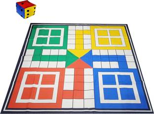 मुरेन Ludo Game Big Size Mat 4 X 4 Feet with 4 Inch Dice & Tokens, Anti-Skid बोर्ड गेम