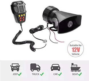 LAVITRA Police Siren for Cars Jeeps suvs 7 Tone Loud Hooter with Mic VIP Siren 100 watts Police Siren for Cars Jeeps suvs 7 Tone Loud Hooter with Mic VIP Siren 100 watts Component Car Speaker