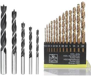 Kshivi Drill Bit Set DB:022 Combo Of 13 Pcs Twisted HSS Drill Bit For Metal And 5 Pcs Wood Working Drill Bits For Wood (Pack Of 2)