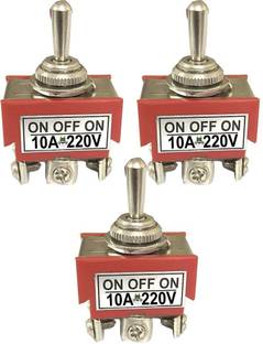 CyberSupreme Heavy Duty Rocker PC Handle 6 Terminal 3 Position Toggle Switch 10A 220V P3 Electronic Components Electronic Hobby Kit