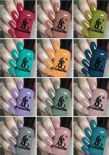 AQ FASHION New Pastel HD Shine long-lasting stay and Quick Dry Nail Polish Set of 12 Combo Multicolor