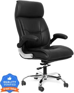 Oakcraft High Back office Leatherette with extra comfort & spacious adjustable Arm Leatherette Office Adjustable Arm Chair