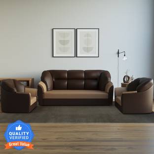 WESTIDO Cyrus Leatherette 3 + 1 + 1 Sofa Set