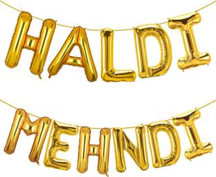 ZYOZI Solid Haldi and Mehndi Decoration Foil Balloon Decorations Marriage Wedding (Set of 2) Letter Balloon