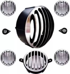 DOLSHACOB Bullet Classic 350 & 500 (Set of 8, Black and Chrome) Bike Headlight Grill