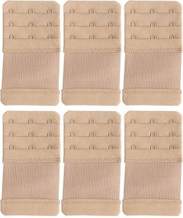 Wooger Women Bra Premium 3 Hook 3 Eye Extender (Beige Pack Of 6) Hook Extender