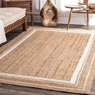Suryansh Handloom White, Beige Jute Carpet