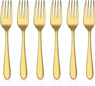 Shri & Sam Jasmine Gold PVD Coating Tea Fork Stainless Steel Fruit Fork Set
