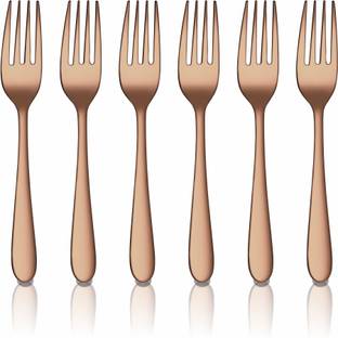 Shri & Sam Jasmine Rose Gold PVD Coating Baby Fork Stainless Steel Dinner Fork Set