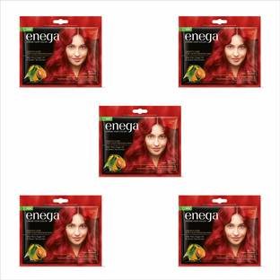 enega no ammonia cream hair color for men & Women (20gm+30ml) (Pack of 5, Flame Red) , Flame Red