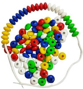 Ashmi 100 Plastic Beads Toy Set for Kids with 5 Laces Counting Skills and Mathematics