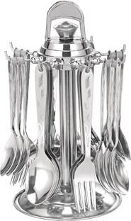 Troozy Lovely cutlery set with stand holder for spoon and fork stainless steel Stainless Steel Table Spoon Set