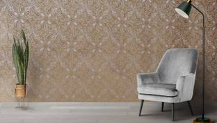 HOMEMATES 304.8 cm Self Adhesive Removable Peel and Stick Wallpaper 45x 304.8 cm ( Golden) Self Adhesive Sticker
