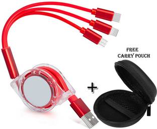 POZUB Micro USB Cable 2 A 1.3 m Mobile Data +Carry Pouch Charging Multi Retractable Fast Charger Cord