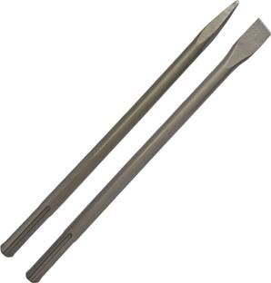 Inditrust 18x400mm FLAT and POINTED SDS Max Shank Chisel (Pack of 2) for Demolition hammer Concrete Breaker bits set for Tile Chipping/Wall Slotting/Scraping Masonry Hammer Drill