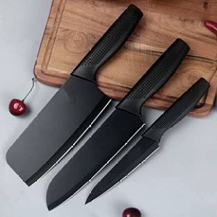 YELONA 3 Pc Stainless Steel Knife Set High Carbon SS Ultra Sharp Butcher, Meat, Pairing, Vegetable Knife for Kitchen