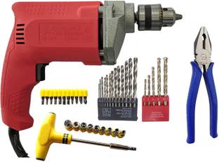 Inditrust 10mm Red 350W Drill Machine with 5pc M.13pc HSS Plier & 24pc Socket set Angle Drill