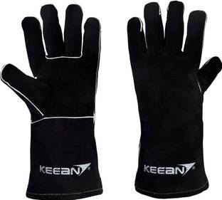 KEEAN ARC/MIG/TIG 14 inch Welding Gloves Black Heat&Fire Resistant at 500°C Leather  Safety Gloves
