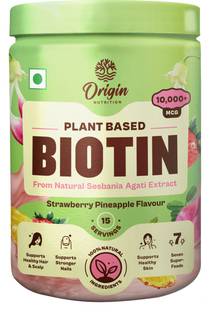 Origin Nutrition 100% Natural Plant-Based Biotin-10000+ mcg, Stronger Hair, Nail & Healthy Skin