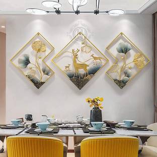 Dsh Metal Wall Decor Deer Wall Hanging Living Room Bedroom Restaurant Decoration.. Pack of 3