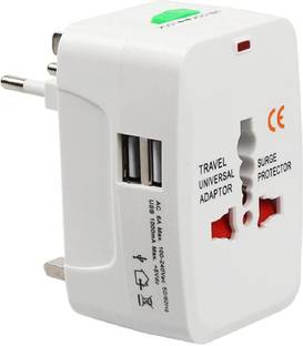 Jihaan Universal Adapter Worldwide Travel Adapter with Built in Dual USB Charger White Worldwide Adaptor