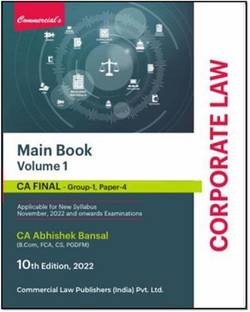 Commercial’s Corporate Law and Allied / Economic Laws (Main Book) in 2 Vols for CA Final Old & New Syllabus by ABHISHEK BANSAL Applicable for Nov 2022 Exam