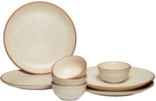 Yourowndcor Pack of 8 Ceramic Handcrafted Ceramic Dinner Plates 10 Inches with Bowl(8 Pieces, Serving For 4) Dinner Set