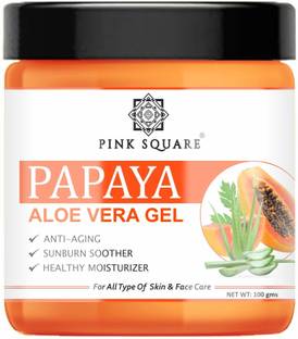 Pink Square 100% Pure & Natural Papaya Aloe Vera Gel For skin Glowing Pack Of 1 100g