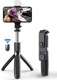 Wrapo Selfie Stick with Light and Mirror,Selfie Stick with Tripod Stand Bluetooth Selfie Stick for Mobile Phone,2 Level LED Fill Light Rechargeable Bluetooth Selfie Stick
