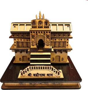 A & S VENTURES Wooden Shree Badrinath Temple Miniature 3D Handmade Religious Temple Decorative Showpiece  -  11.43 cm