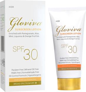 Gloviva Sunscreen - SPF 30 PA++ Sunscreen Lotion (SPF 30) 50 ml | With Aloe Vera | UVA & UVB Protection