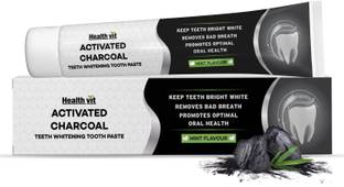HealthVit Activated Charcoal Toothpaste For Teeth Whitening, Sulfate Free Mint Flavour Toothpaste