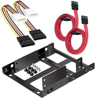 LipiWorld Dual 2.5 inch to 3.5 inch Internal Hard Disk Drive SSD/HDD Adapter Mounting Kit 3.5 inch Bracket with Sata 3 Cable and 4 Pin Molex to Single SATA Power Cable Combo