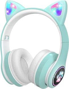 DAEMON Kids Headphones Wireless, Girls/Boys Cat Bluetooth Headphone (Mint Green) Bluetooth Gaming