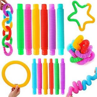 Hujai Pop Tube Toys for Kids Pop it Fidget Pack of 12 Pcs Music Pipe